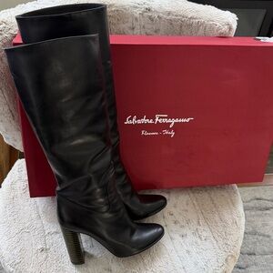 Salvatore Ferragamo Black Heeled Boots